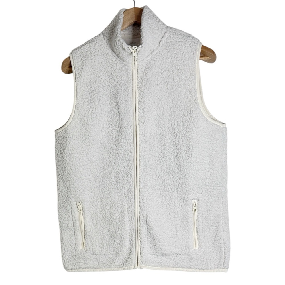 Aerie Soft Ivory/Cream Full Zip Sherpa Longline Vest size S
